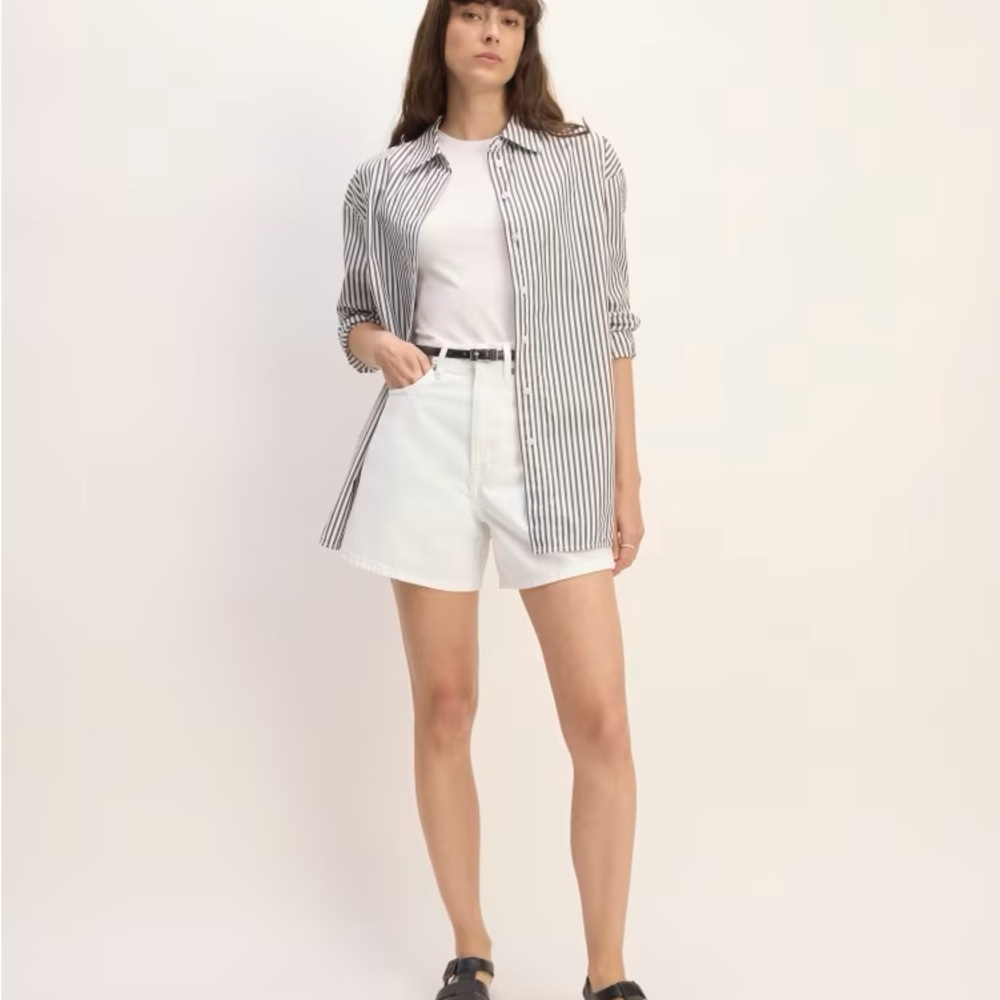 NEW Everlane A-Line Denim Short, White Size 25